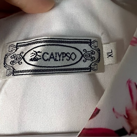 Calypso Women's White Floral Sheath Mini Dress Size XL Sleeveless spring zip up - Picture 8 of 9